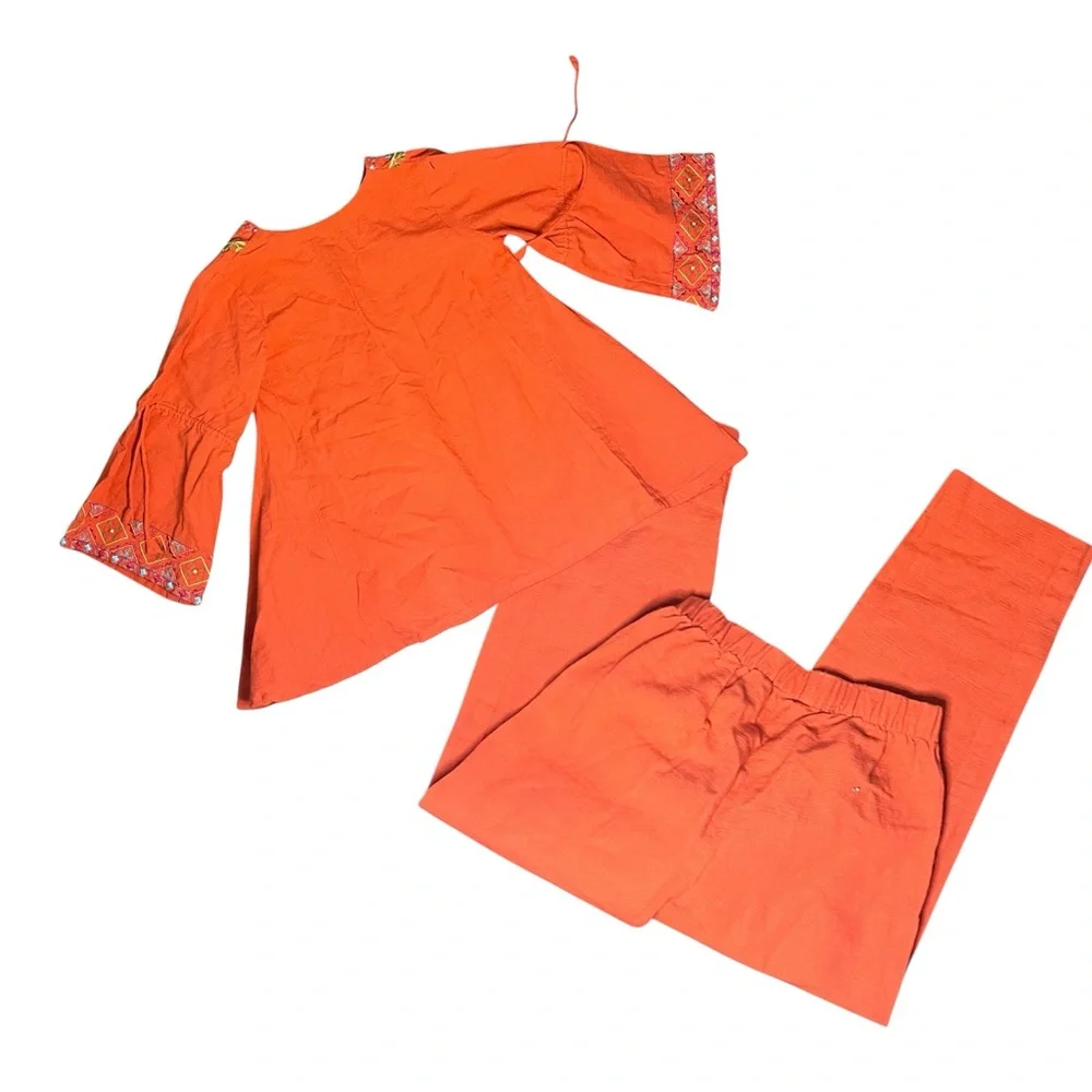 Vintage Y2K Minnie Minors Embroidered Tunic Pant Set Coin Detail Coral 6/7